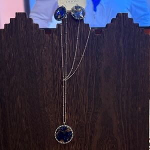 Elegant Blue and Silver PRIME NYC Necklace and Earring Set